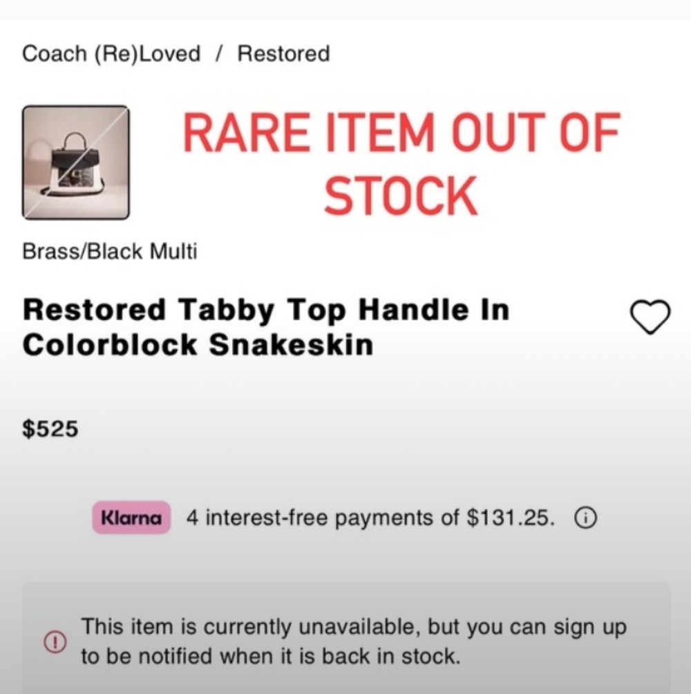 COACH-Tabby 20 Satchel Top Handle (Colorblock-Snakeskin) " RARE " - Picture 10 of 10